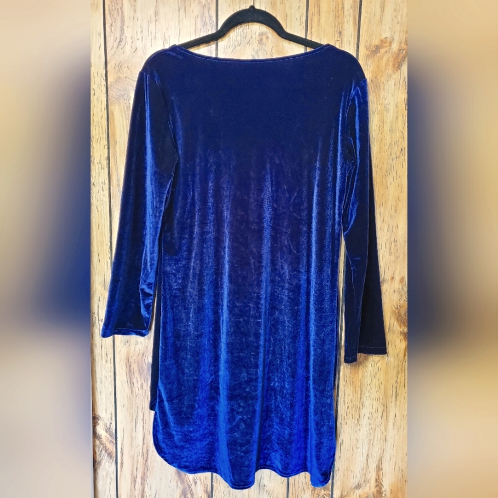 Purple Velvet HI LO V-neck Dress Size Medium unbranded High low style - Picture 2 of 4